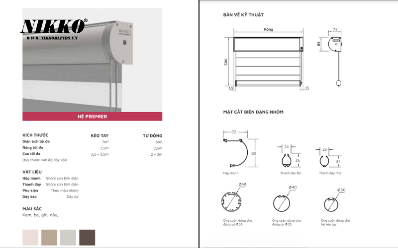 Hệ Premier của rèm cầu vồng Aqua